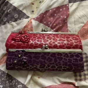 Chic Red and Purple Floral Clutch